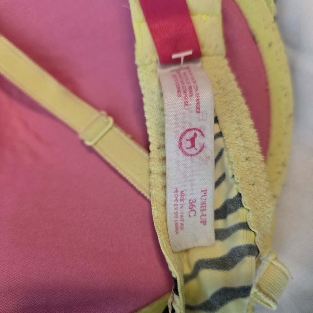 Y2k Pink Victorias Secret Womens Bra 36C Zebra Print Push Up Underwire - Picture 4 of 5